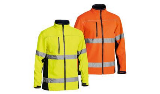 HI-VIS SOFTSHELL JACKET IN YELLOW & RED