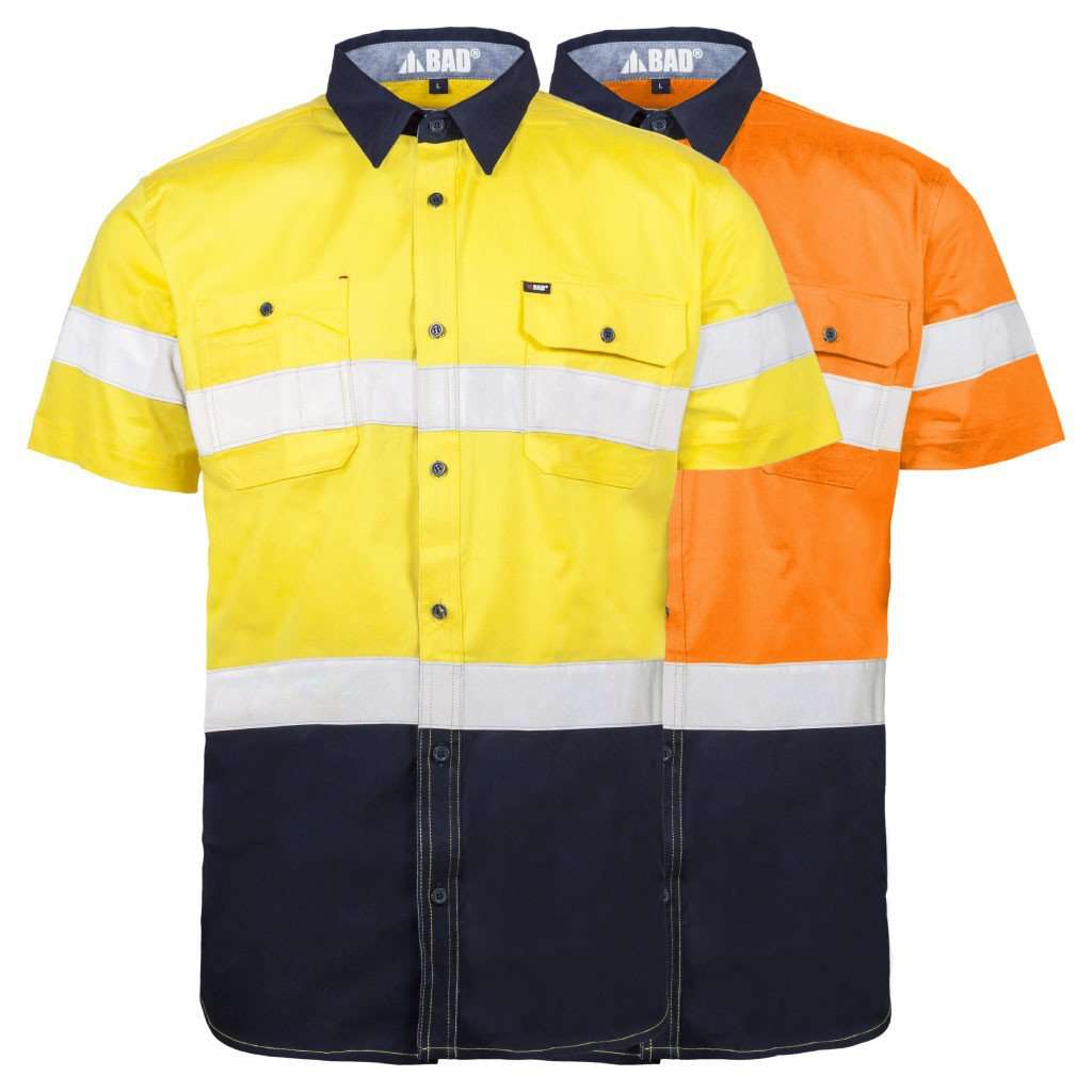 HI VIS SAFETY SHIRT WITH REFLECTIVE TAPE IN SHORT SLEEVE