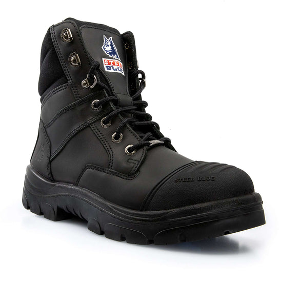 STEEL BLUE BOOTS - SOUTHERN CROSS ZIP BOOTS, FRONT SIDE IN BLACK COLOUR