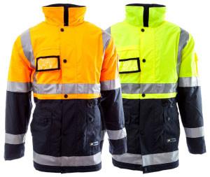 Hi Vis Parka Jacket with reflective tape IN GREEN AND ORANGE COLOUR