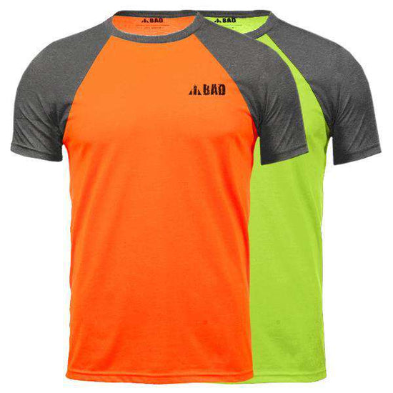 MENS RAGLAN SLEEVE T-SHIRT IN NEON AND ORANGE COLOUR