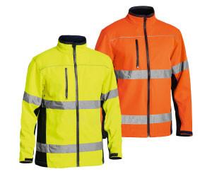 HI-VIS SOFTSHELL JACKET IN YELLOW & RED COLOUR